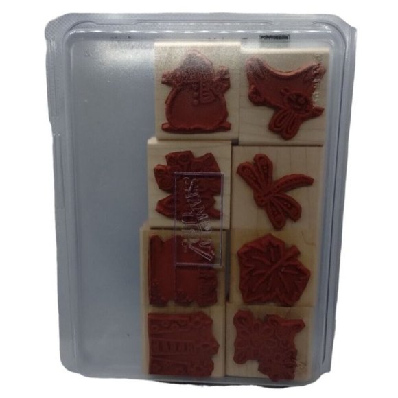 Stampin Up Tags and More Accessories 8 Piece Rubber Stamp Kit Mounted Seasonal - Picture 3 of 4